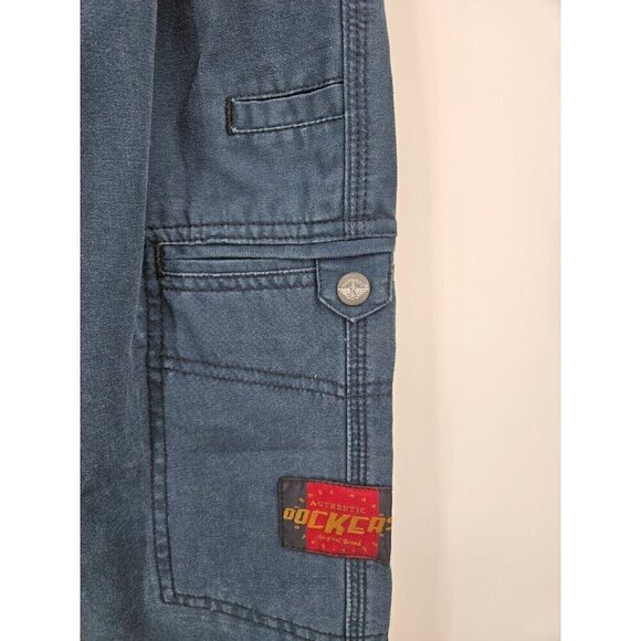 Vtg 90s Deadstock Dockers Baggy Cargo Pants Mens 27x30 Blue Tapered Ankle New - Picture 3 of 10